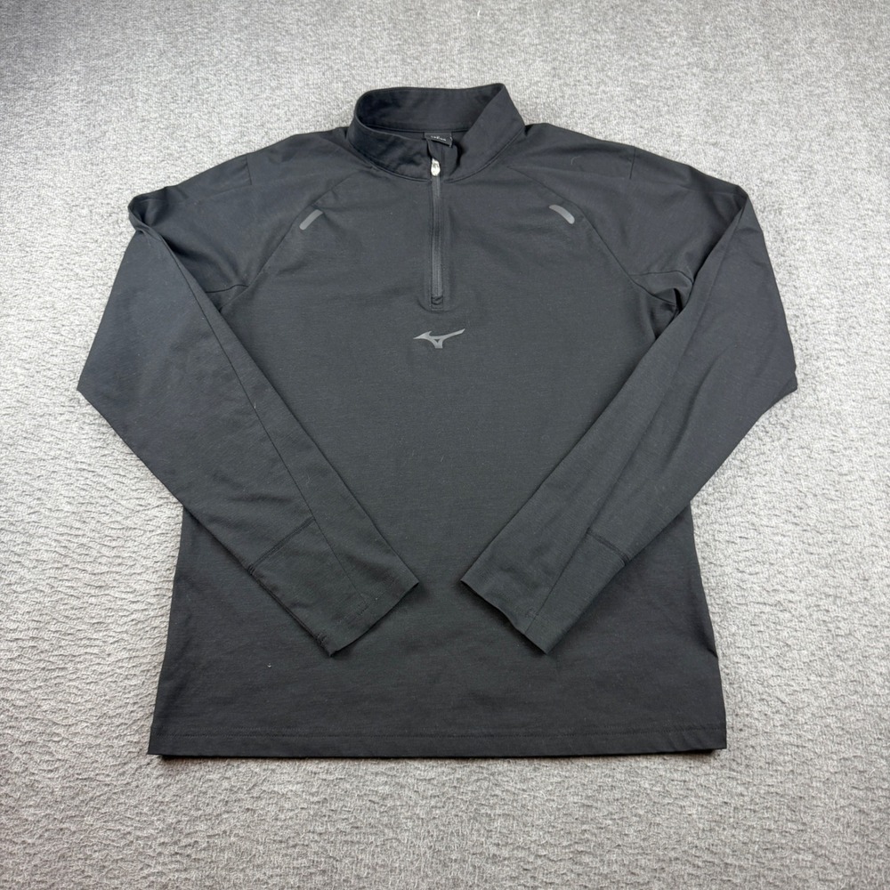 Mizuno 1/4 Zip Pullover Running Top Men's Medium Black Long Sleeve 32YA300109